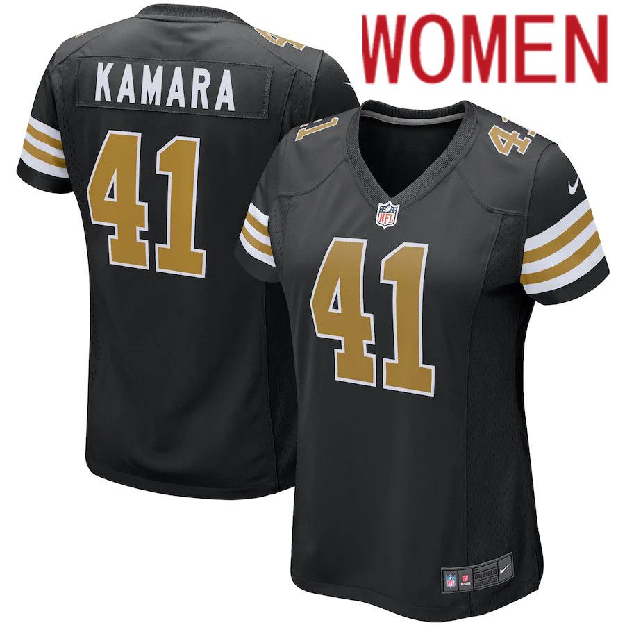 Women New Orleans Saints 41 Alvin Kamara Nike Black Alternate Game Player NFL Jersey
